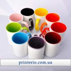 Чашка для сублимации Sublime белая с лого цветная внутри и ручка 425 мл